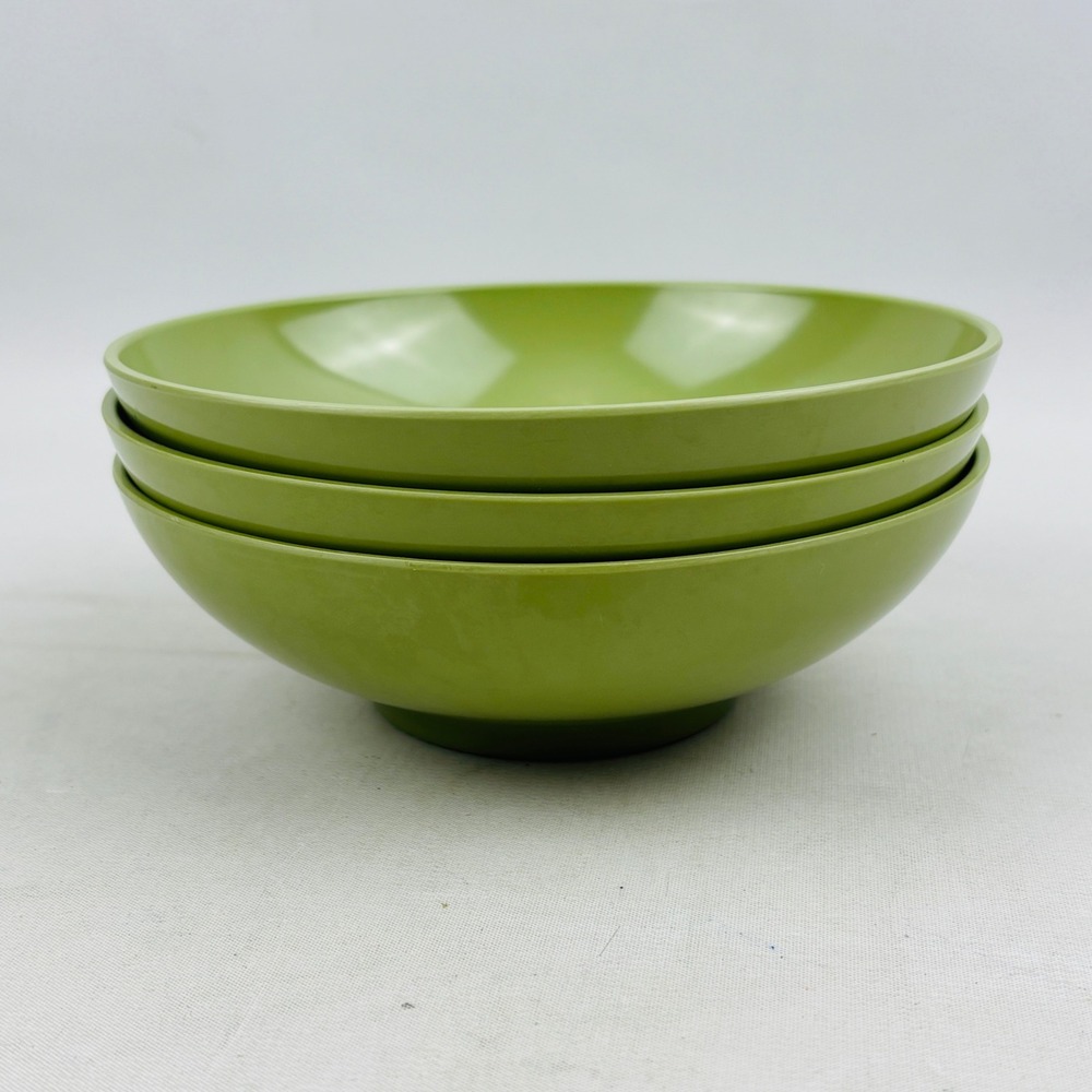 Vintage Texas Ware Melamine Bowl Set of 3 Avocado Green G2 Soup Salad Cereal